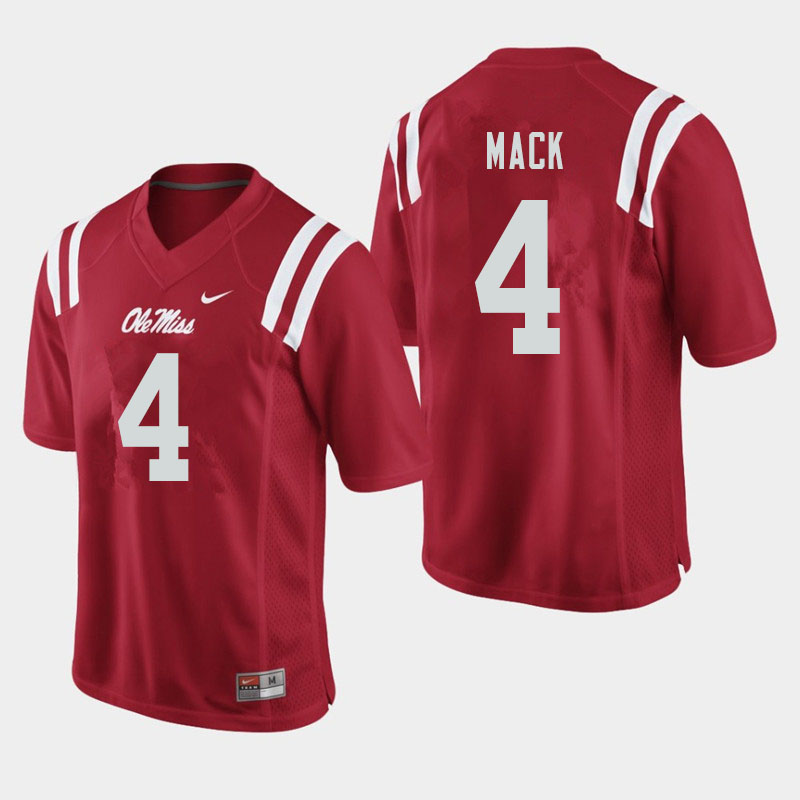 Ole Miss Rebels #4 Brandon Mack College Football Jerseys Sale-Red